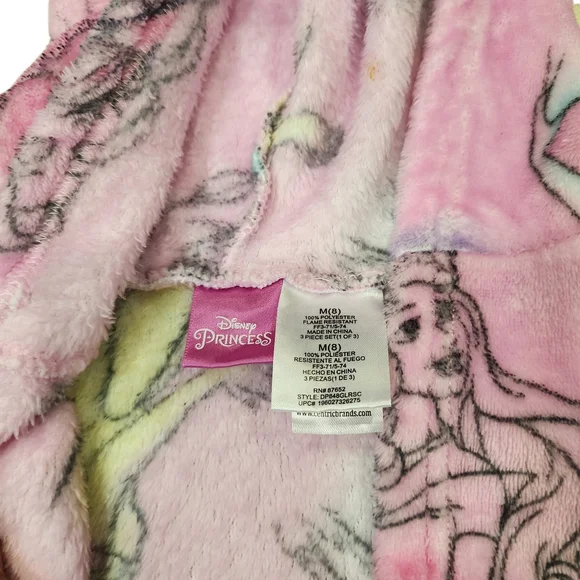 Disney Princess Girls Pink Fleece Hooded Robe Bathrobe Size M (8) - Picture 6 of 6